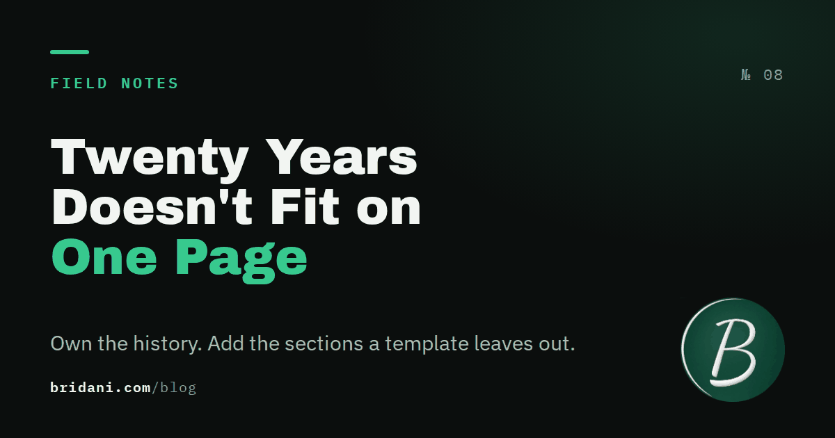 Twenty Years Doesn't Fit on One Page